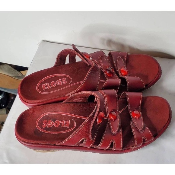 KLOGS RED w jewels accent‎ 7M slippers leather. Boho. Comfy. Granny Vibe #0423 - Picture 4 of 8